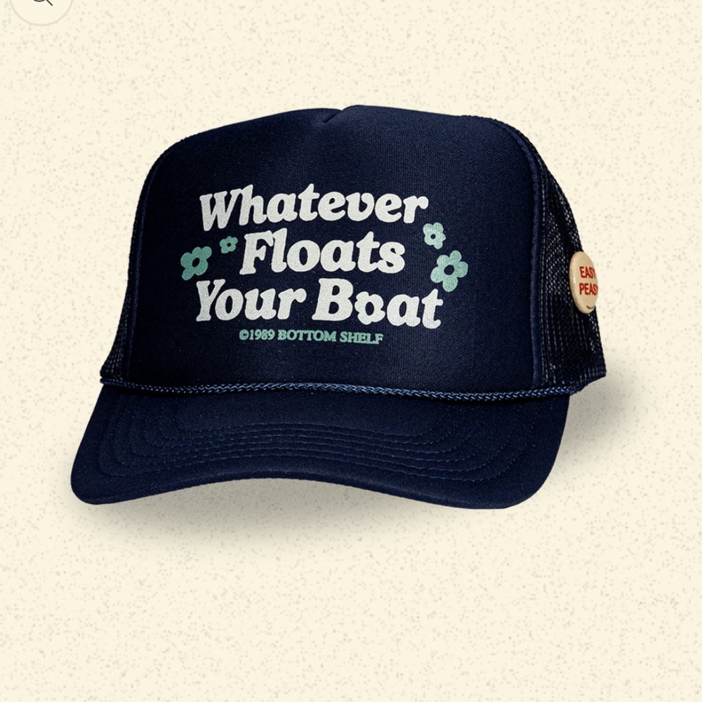 Trucker / Snapback Hat- “Whatever Floats Your Boat” - Navy And Teal